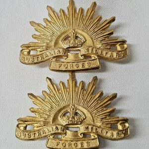 AUSTRALIAN POST WW2 RISING SUN UNIFORM COLLAR BADGES #4 BY KG LUKE MELBOURNE