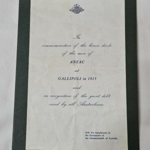 AUSTRALIAN WW1 GALLIPOLI SERVICE PLAQUE LETTER