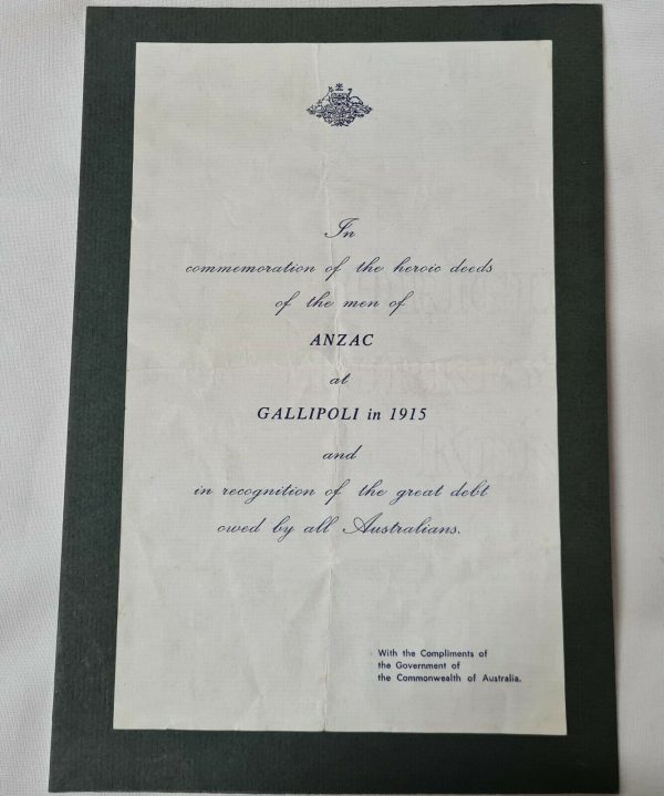 AUSTRALIAN WW1 GALLIPOLI SERVICE PLAQUE LETTER