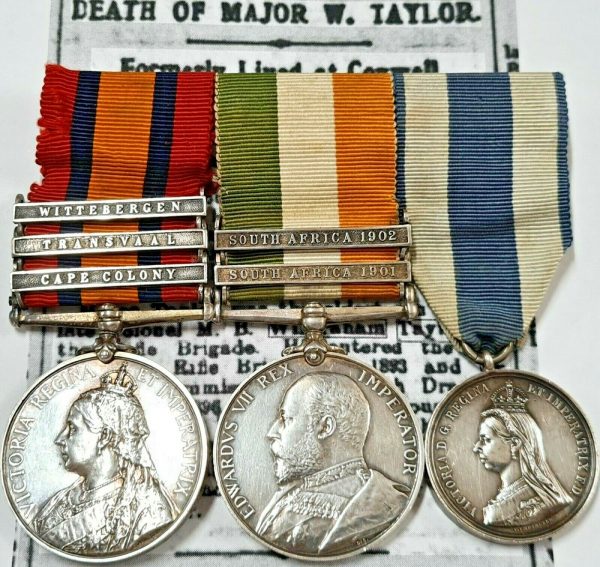 BOER WAR & 1897 JUBILEE MEDALS LIEUTENANT COLONEL WILBRAHAM TAYLOR DRAGOON GUARDS