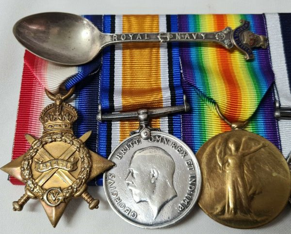 DOGGER BANK JUTLAND BALTIC 1919 WW1 ROYAL NAVAL MEDALS J26157 GEORGE BURCHFIELD - Image 2