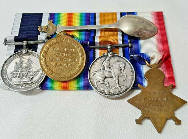 DOGGER BANK JUTLAND BALTIC 1919 WW1 ROYAL NAVAL MEDALS J26157 GEORGE BURCHFIELD - Image 8