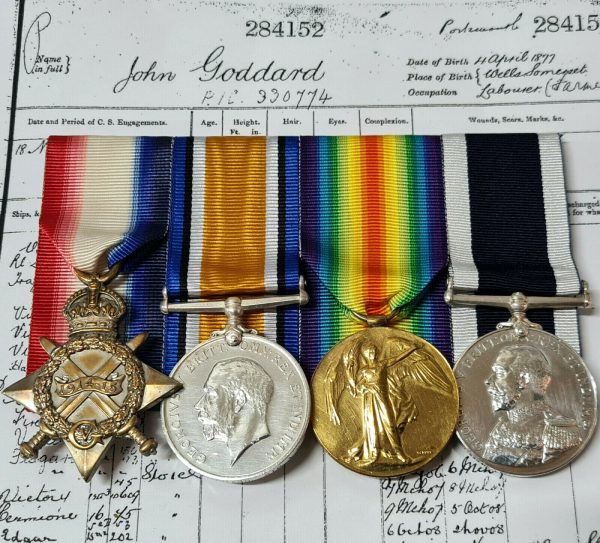 GALLIPOLI HMS EUROPA DOVER PATROL WW1 ROYAL NAVY MEDALS 284152 JOHN GODDARD