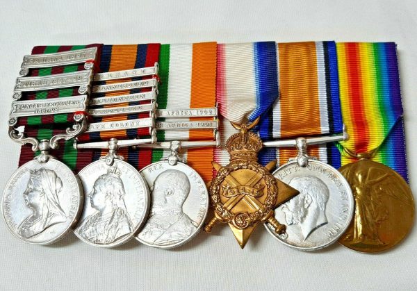 GORDON HIGHLANDER MEDALS 2014 & 6557J BARRETT INDIA BOER WAR SOUTH AFRICA WW1