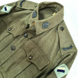 NAMED WW2 AUSTRALIAN ARMY 16TH BN WOOL UNIFORM JACKET BADGES WX3207 MOORE