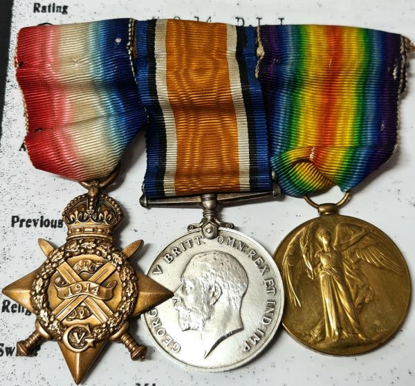 *NAVY & ARMY SERVICE* HOOD BATTALION RND WW1 MEDALS KX473 PERCIVAL PARKER