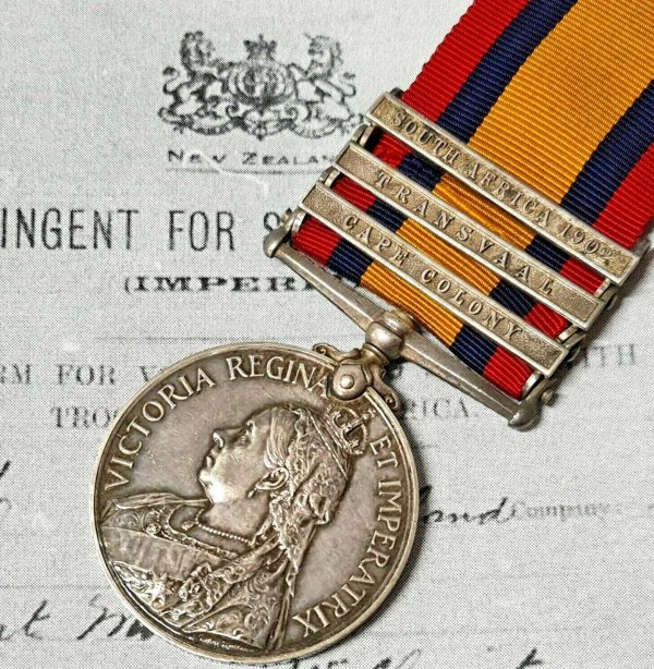 NEW ZEALAND BOER WAR MEDAL 5096 ROBERT MOODY 8th CONTINGENT AUSTRALIA & RHODESIA