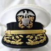 POST WW2 ERA UNITED STATES NAVY ADMIRAL’S SUMMER UNIFORM PEAKED CAP
