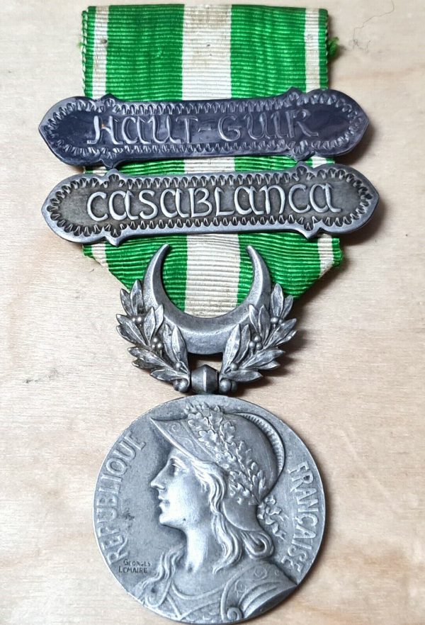 PRE WW1 FRENCH MOROCCO CAMPAIGN MEDAL HAUTGUIR & CASABLANCA CLASPS ARMY MILITARY - Image 5