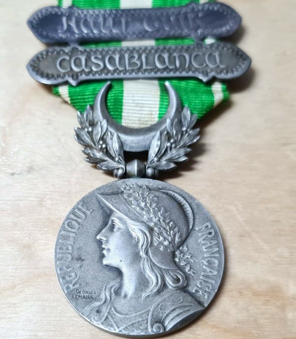 PRE WW1 FRENCH MOROCCO CAMPAIGN MEDAL MAROCCO & CASABLANCA CLASPS ARMY MILITARY