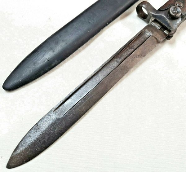 RARE WW2 ITALIAN ARMY 1938 CARCANO FOLDING BAYONET & SCABBARD FIGHTING KNIFE - Image 3