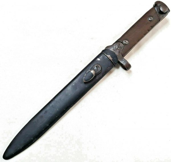 RARE WW2 ITALIAN ARMY 1938 CARCANO FOLDING BAYONET & SCABBARD FIGHTING KNIFE - Image 2