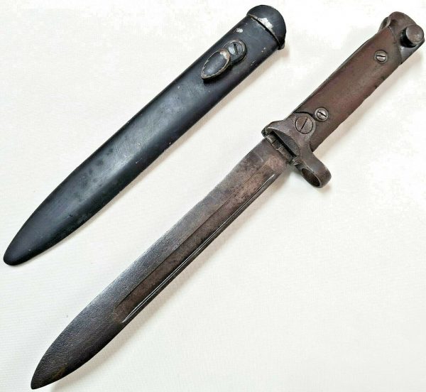 RARE WW2 ITALIAN ARMY 1938 CARCANO FOLDING BAYONET & SCABBARD FIGHTING KNIFE - Image 10