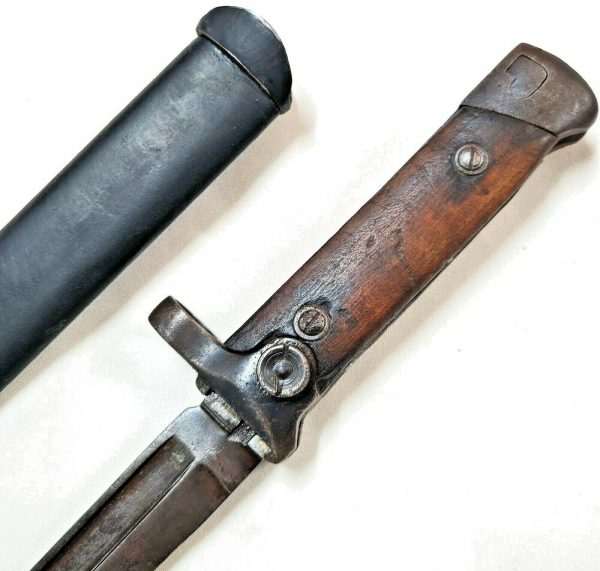 RARE WW2 ITALIAN ARMY 1938 CARCANO FOLDING BAYONET & SCABBARD FIGHTING KNIFE - Image 4