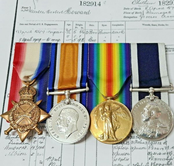 ROYAL YACHT 1901 AUSTRALIAN TOUR JUTLAND WW1 ROYAL NAVY MEDALS 182914 CPO HOWARD