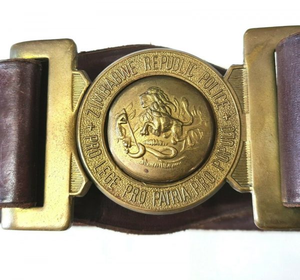 VINTAGE ZIMBABWE REPUBLIC POLICE UNIFORM BELT & BUCKLE