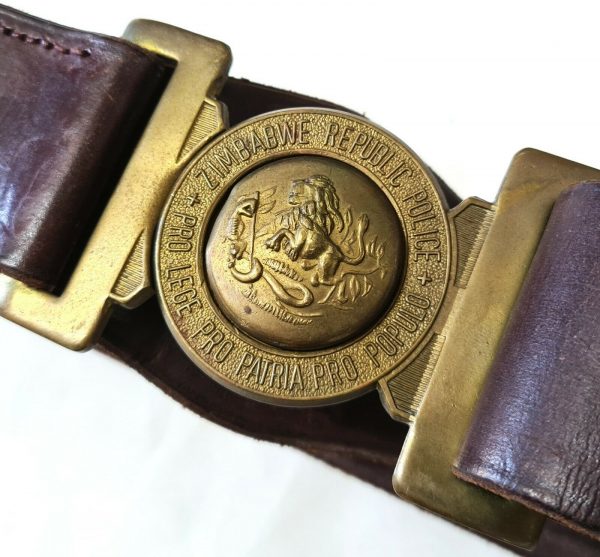 VINTAGE ZIMBABWE REPUBLIC POLICE UNIFORM BELT & BUCKLE - Image 2