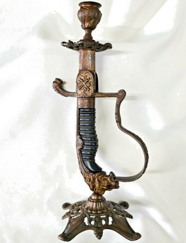 WW1 GERMAN ARMY OFFICER ARTILLERY SWORD CONVERTED TO CANDLE STICK HOLDER RARE