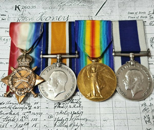 WW1 MEDALS & LONG SERVICE PETTY OFFICER HONEY DESTROYERS & WW2 SERVICE