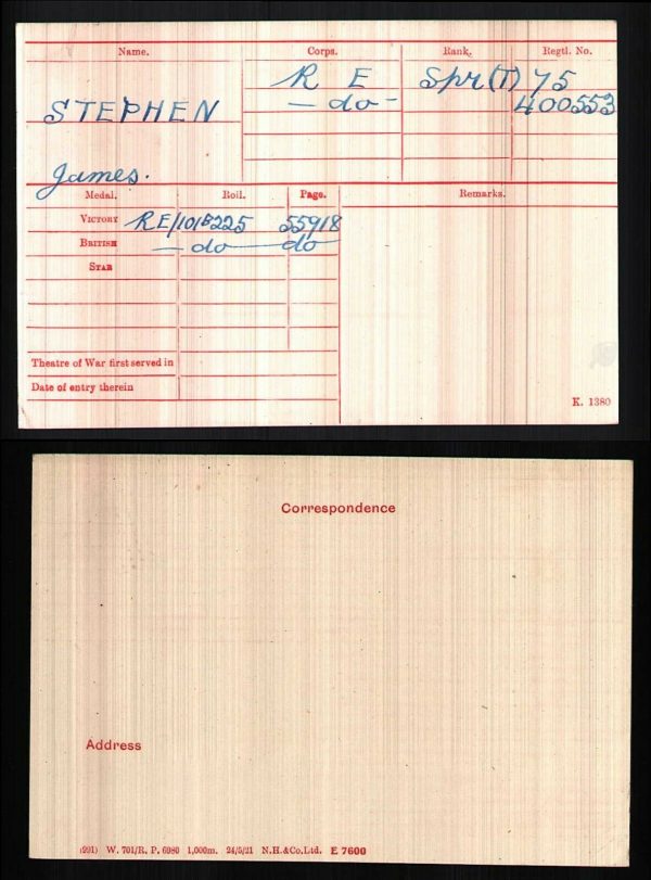 WW1 DIED OF WOUNDS MEDALS & PLAQUE SAPPER J A STEPHEN 409TH LOWLAND ENGINEERS - Image 8