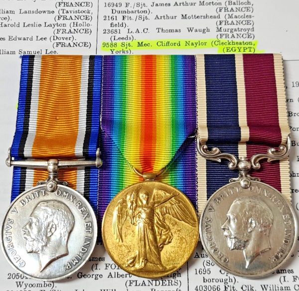 RARE EGYPT MERITORIOUS SERVICE MEDALS WW1 RFC RAF 9588 C NAYLOR 113 SQUADRON