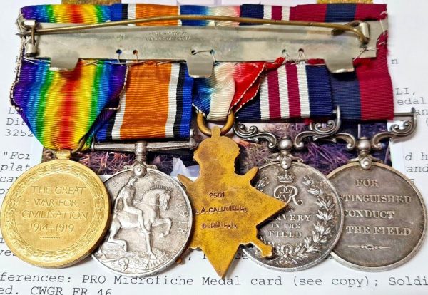 WW1 CASUALTY DCM MM MEDALS BRITISH ARMY DURHAM LIGHT INFANTRY 325266 CALDWELL - Image 5