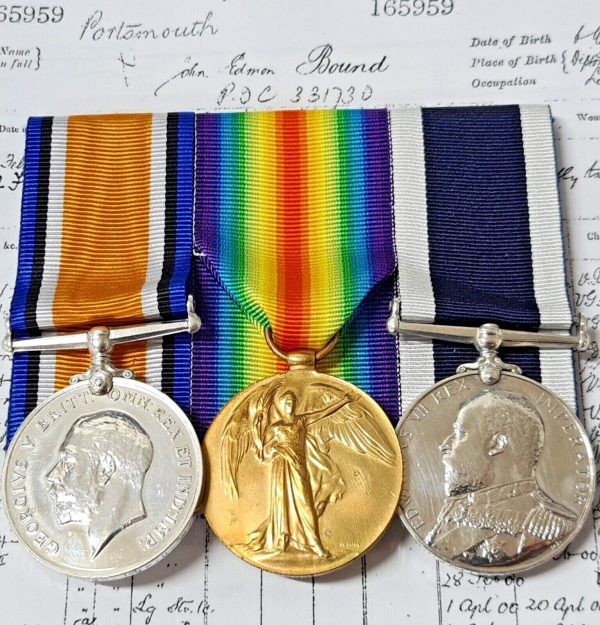 ROYAL YACHT 1914-16 WW1 BRITISH NAVY LONG SERVICE MEDALS 165959 SPO J E BOUND