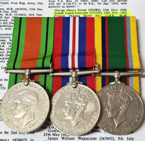 MAJOR J L LEYLAND 1st HULL CADET CORPS WW2 BRITISH CADET LONG SERVICE MEDALS