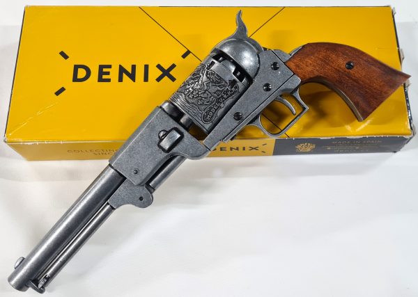 REPLICA DENIX .36 .45 CIVIL WAR 1848 DRAGOON ARMY COLT REVOLVER ETCHED BALL N CAP PISTOL TEXAS RANGERS