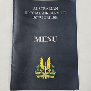 50TH ANNIVERSARY DINNER MENU AUSTRALIAN ARMY SASR SPECIAL AIR SERVICE REGIMENT