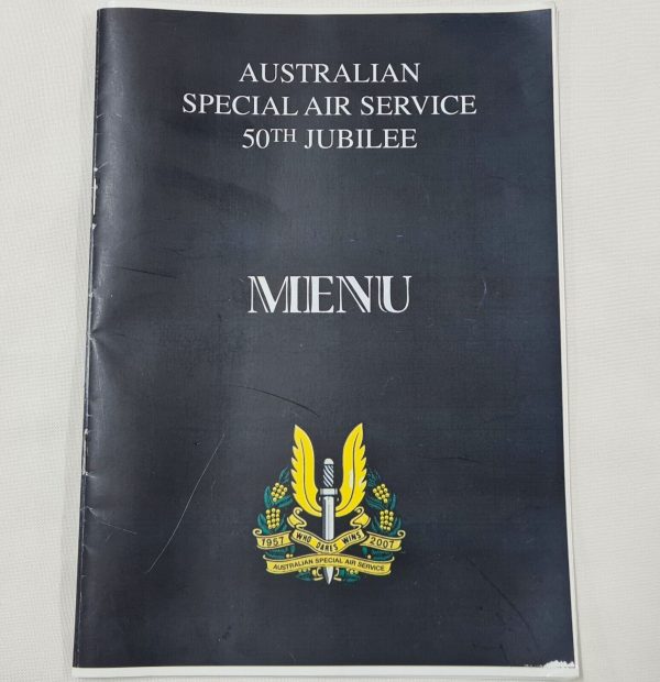 50TH ANNIVERSARY DINNER MENU AUSTRALIAN ARMY SASR SPECIAL AIR SERVICE REGIMENT