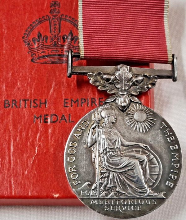 BRITISH EMPIRE MEDAL AWARDED TO ALEXANDER W DUNCAN AWARD BOX