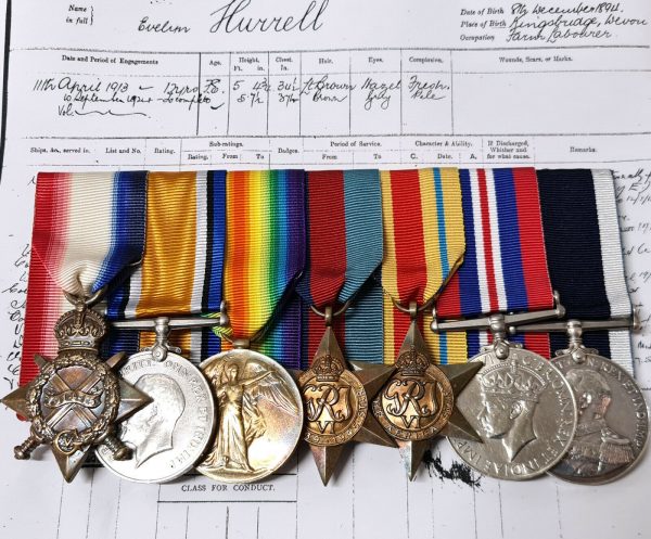 JUTLAND HMS AJAX & AFRICA WW1 & WW2 ROYAL NAVY MEDALS SPO K.18836 EVELYN HURRELL