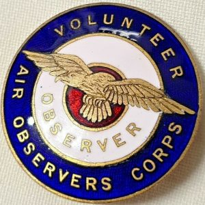 WW2 AUSTRALIAN AIR OBSERVER CORPS VOLUNTEER UNIFORM BADGE STOKES #20135