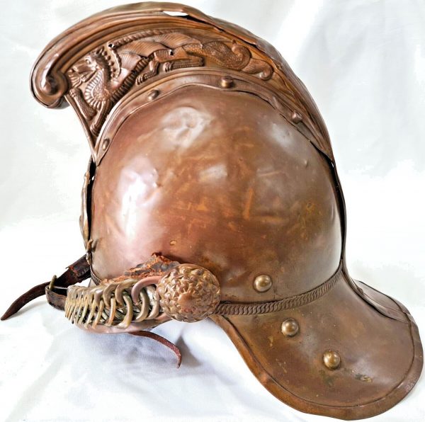 PRE FEDERATION WEST AUSTRALIAN MERRYWEATHER BRASS FIREMAN'S UNIFORM HELMET - Image 6