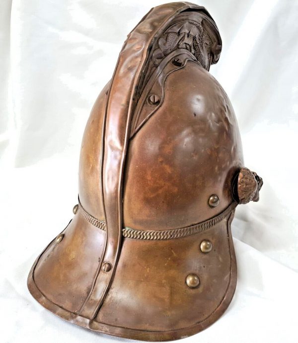PRE FEDERATION WEST AUSTRALIAN MERRYWEATHER BRASS FIREMAN'S UNIFORM HELMET - Image 5