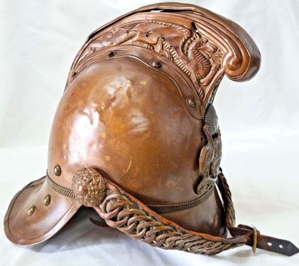 PRE FEDERATION WEST AUSTRALIAN MERRYWEATHER BRASS FIREMAN'S UNIFORM HELMET - Image 4