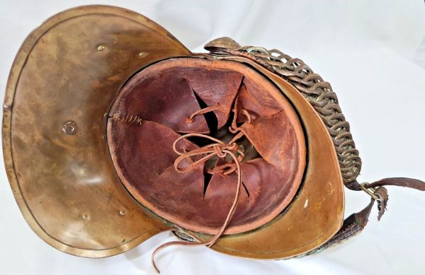 PRE FEDERATION WEST AUSTRALIAN MERRYWEATHER BRASS FIREMAN'S UNIFORM HELMET - Image 2