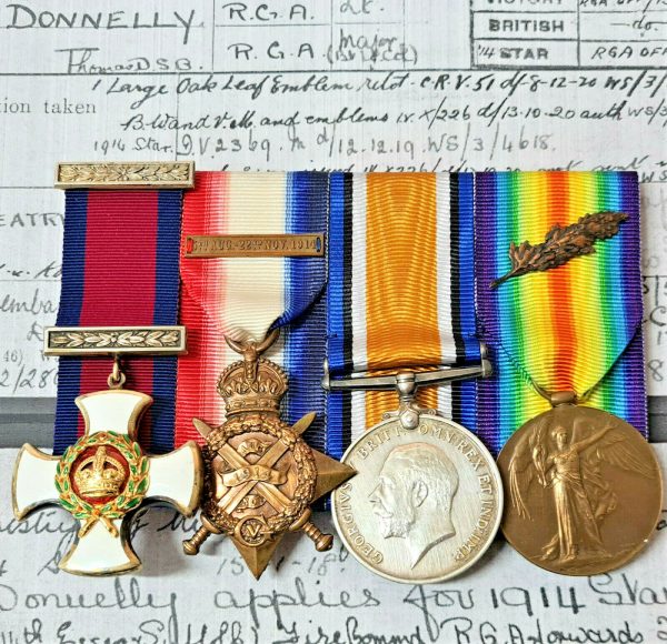 WW1 DISTINGUISHED SERVICE ORDER & 1914 STAR MEDAL GROUP MAJOR DONNELLY WOUNDED