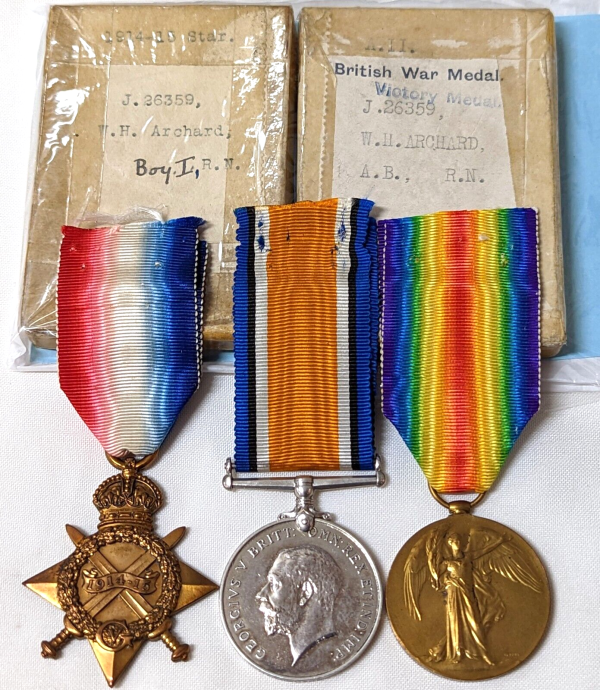 *BAYONET ACTION* HMS BROKE RAMMED GERMAN DESTROYER WW1 MEDALS J26359 W ARCHARD