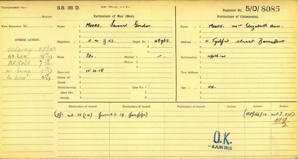 2ND BN SOUTH WALES BORDERERS KIA 15/10/1918 WW1 MEDALS & PLAQUE 48962 S G MOORE - Image 10