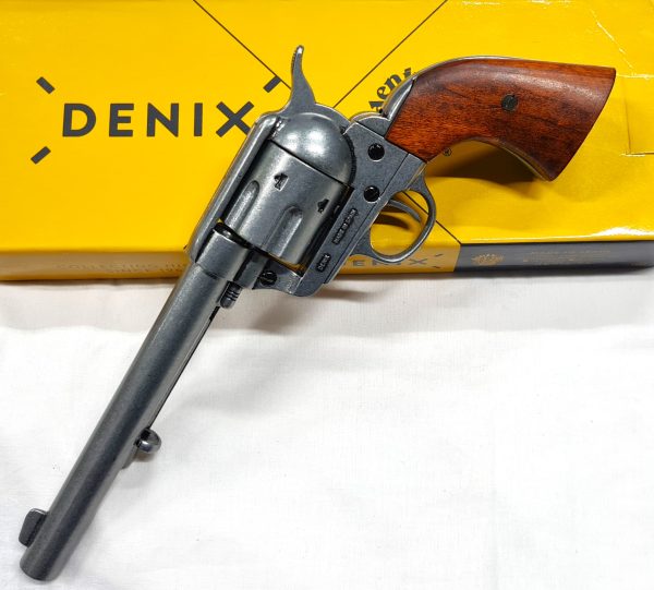 DENIX REPLICA GUN 1873 NICKLE COLT PEACE MAKER REVOLVER PISTOL 1191/G - Image 8