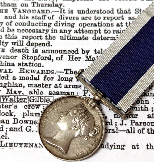 ADMIRALS COXWAIN WALTER GILBIE 1859-79 PRE WW1 ROYAL NAVY LONG SERVICE MEDAL