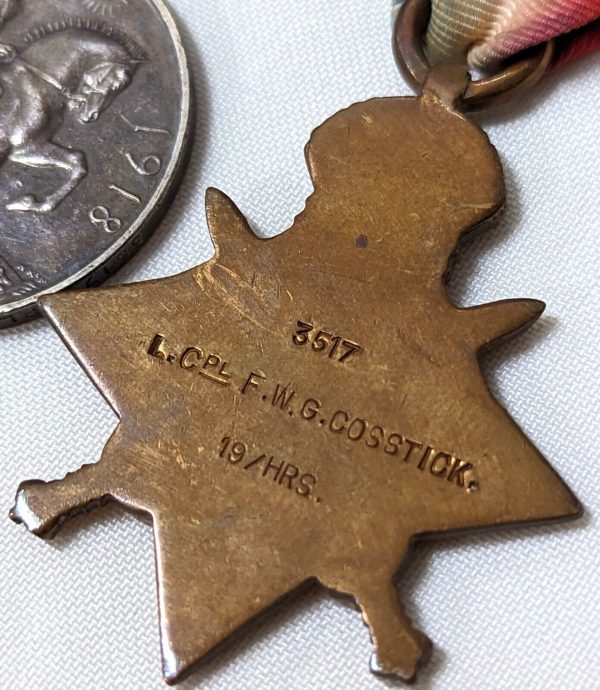 WW1 1914 STAR & MONS BAR MEDALS 3517 FRANK COSSTICK 19TH HUSSARS & CAVALRY MGC - Image 7