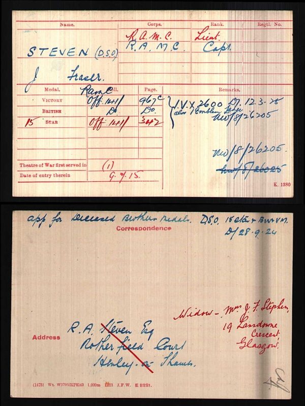 BATTLE LOOS 22 X ENEMY CAPTURED WW1 DSO MEDALS J STEVEN ROYAL ARMY MEDICAL CORPS - Image 10