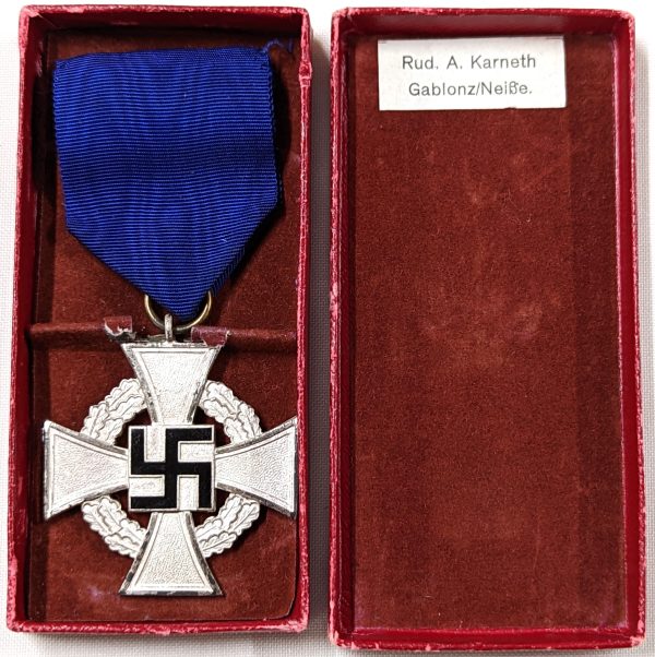 NAZI GERMANY CASED 25 YR SERVICE CROSS - Image 3