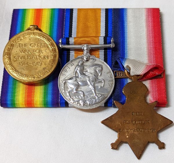 POW YPRES 1914 WW1 MEDALS 11866 RICHARD NOBLES SHERWOOD FORESTERS NOTTS & DERBY - Image 3