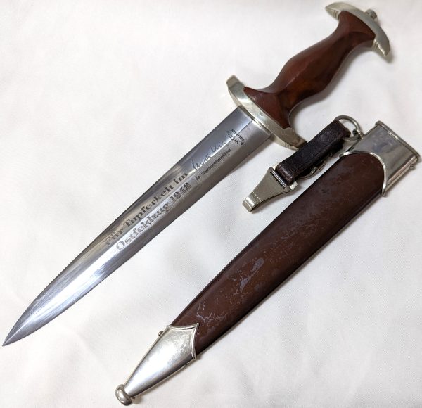 A rare pre WW2 German SA 1933 1st pattern dagger by A. Werth of Solingen with dedication to Obersturmbannführer Muller for the 1942 campaign in the east - Image 11