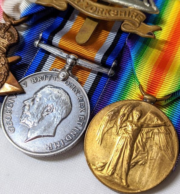 WIA NEUVE CHAPELLE WW1 1914 MEDALS 9407 F WATSON 2ND WEST YORKSHIRE REGIMENT - Image 3