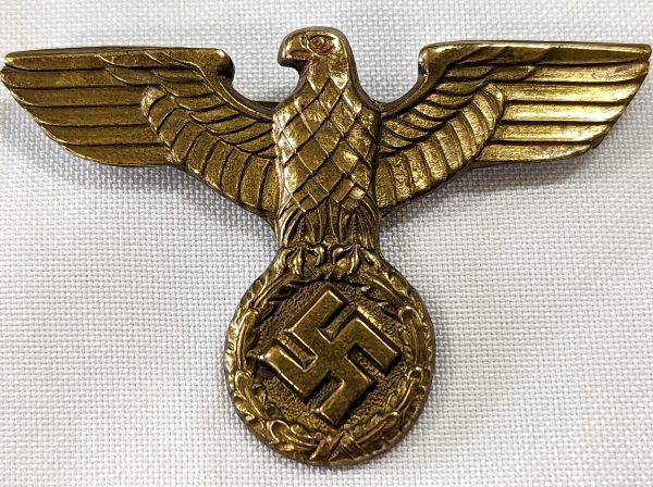 WW2 GERMAN NAZI PARTY S.A. UNIFORM CAP EAGLE BADGE BY HERMANN AURICH, DRESDEN